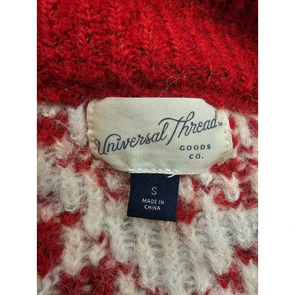 Universal Thread Womens Fair Isle Pullover Red Wool Blend Casual Size Small